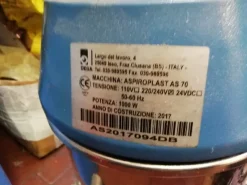 aspiratore DEGA Aspiroplast anno 2017 - mod. AS70