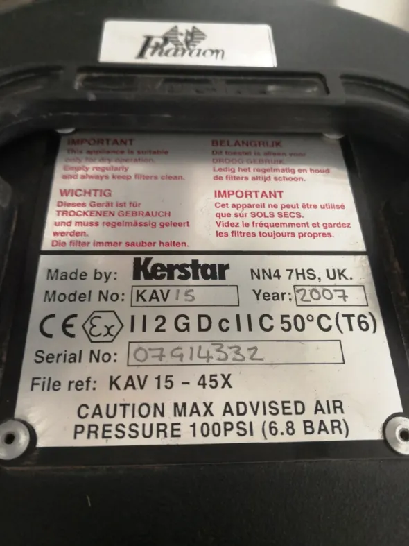 ASPIRATORE SECCO – KERSTAR – MOD. KAV 15 (ASP-43)
