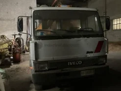 1#9189 Autocarro Fiat Iveco 109 con cassone ribaltabile trilaterale e gru Effer