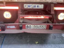 1#9189 Autocarro Fiat Iveco 109 con cassone ribaltabile trilaterale e gru Effer