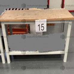 11#9214 3 banchi da lavoro bianchi con ripiano in legno