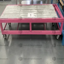 9#9214 4 banchi da lavoro rosa basso con ruote