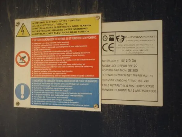 3#3429 Cabina di verniciatura e sistema di filtraggio