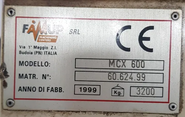 CENTRO DI LAVORO FAMUP mod. MCX 600