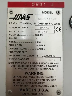 CENTRO DI LAVORO HAAS MOD. MDC-500HF