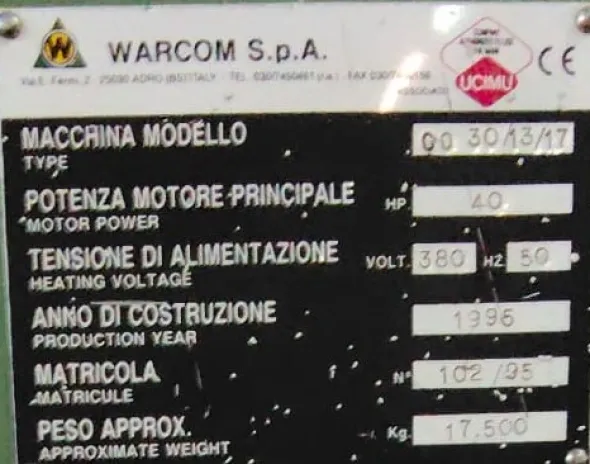 Cesoia a ghigliottina WARCOM 3050 x 17mm C 30-13/17