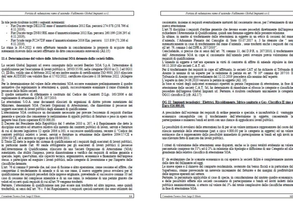 Cessione ramo d'azienda fall. 18/2020 Trib. Arezzo