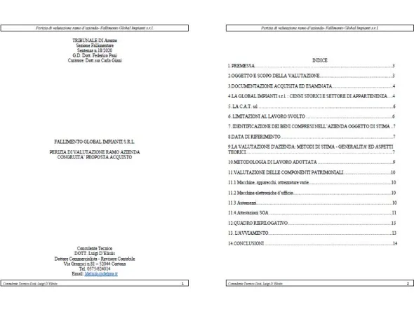 Cessione ramo d'azienda fall. 18/2020 Trib. Arezzo
