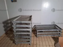 13#9389 Cesti in acciaio per carni Contenitore metallico in acciaio zincatoCarrello porta baltresche