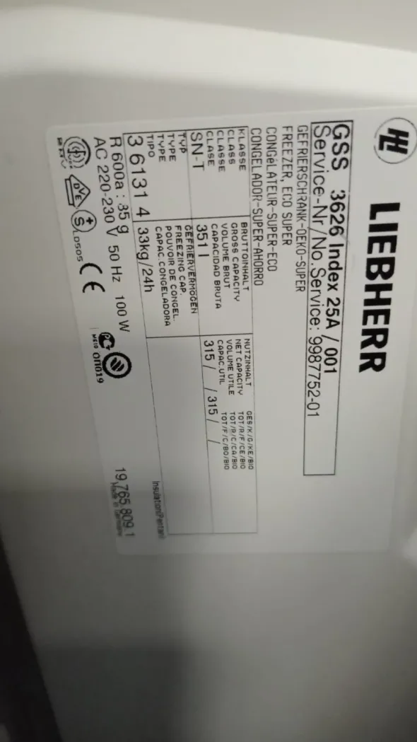 Congelatore verticale Liebherr mod. GSS 3626