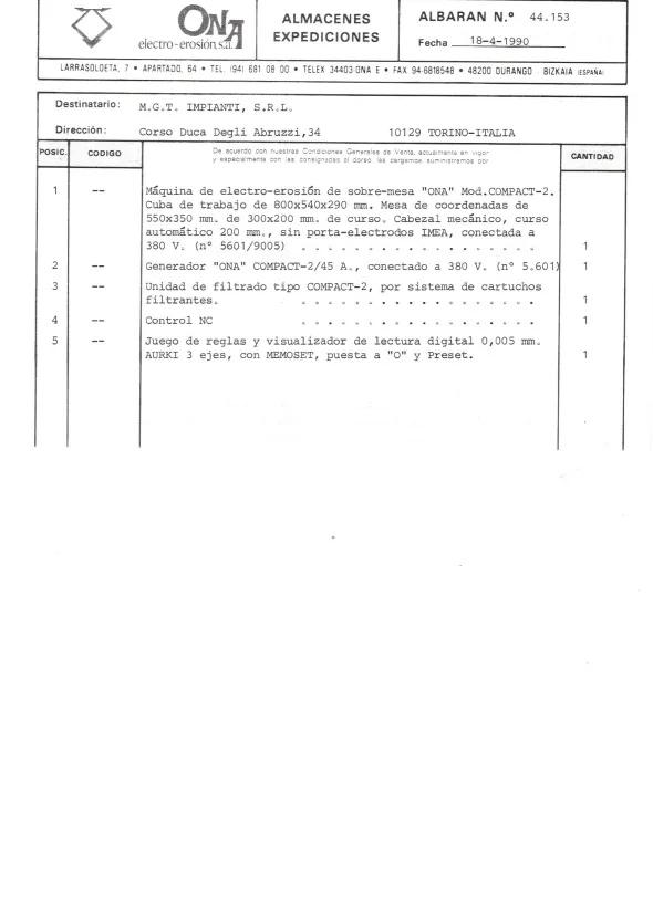 Elettroerosione ONA COMPACT 2