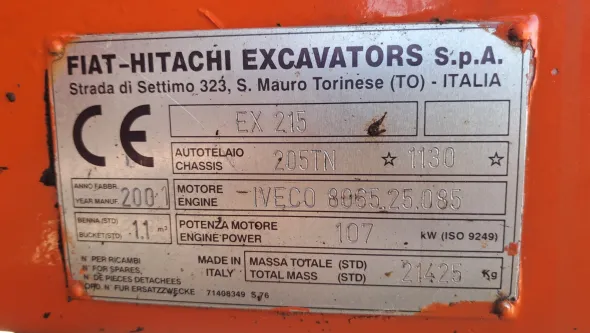 Escavatore cingolato Fiat Hitachi EX215