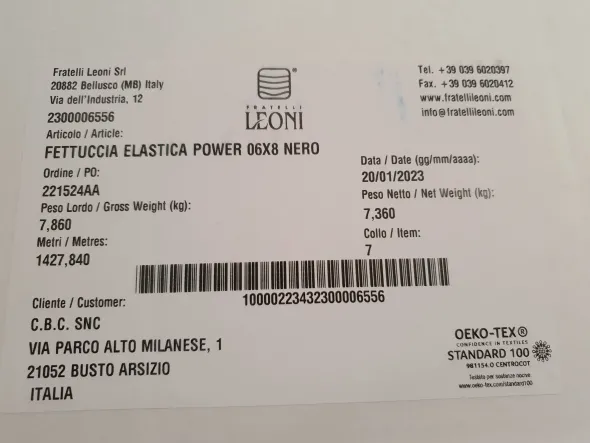 Fettuccia elastica nera 0.6 X 0.8