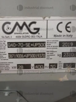 1#10124 Granulatore C.M.G. con nastro trasportatore e impianto di aspirazione