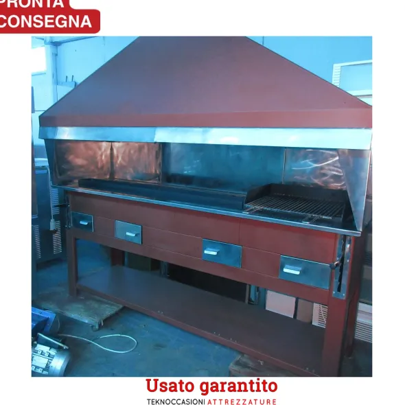 Griglia per arrosticini e carne a carbone con motore