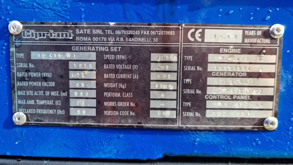 GRUPPO ELETTROGENO DA 400 KVA
