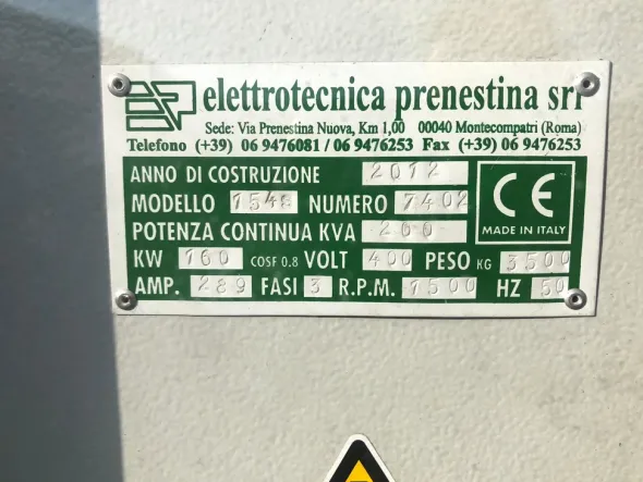 Gruppo Elettrogeno Diesel Insonorizzato 200 kVA-160 kW