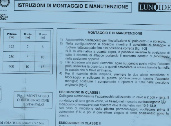 LAMPIONI NUOVI STRADALI LUNOIDE MOD. VP