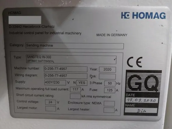 8#8616 Levigatrice Homag