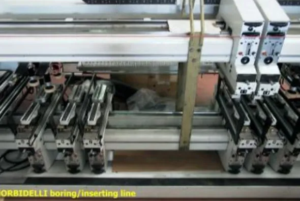 18#3388 Linea di foratura inseritura Morbidelli revisionata e verniciata a nuovo
