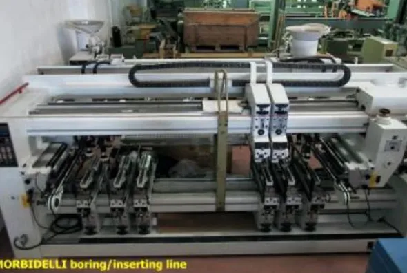 18#3388 Linea di foratura inseritura Morbidelli revisionata e verniciata a nuovo