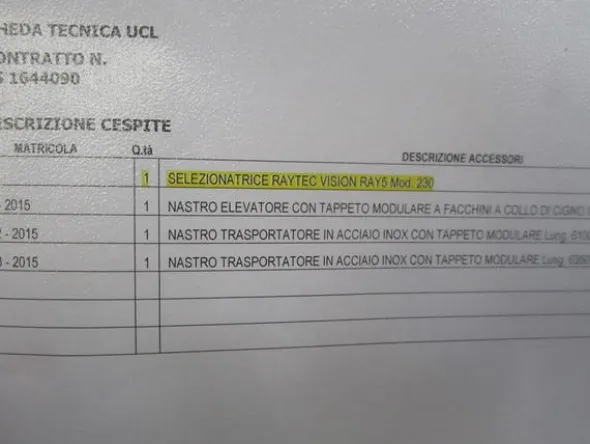 1#3405 Linea selezione pomodori Raytec Vision 230