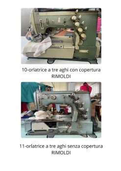 16 macchinari tagliacuci, piane, bordatrici e orlatrici