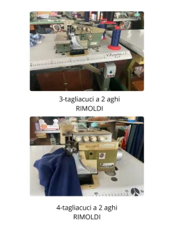16 macchinari tagliacuci, piane, bordatrici e orlatrici