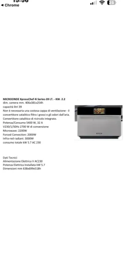 MENUMASTER FORNO A COTTURA ACCELERATA