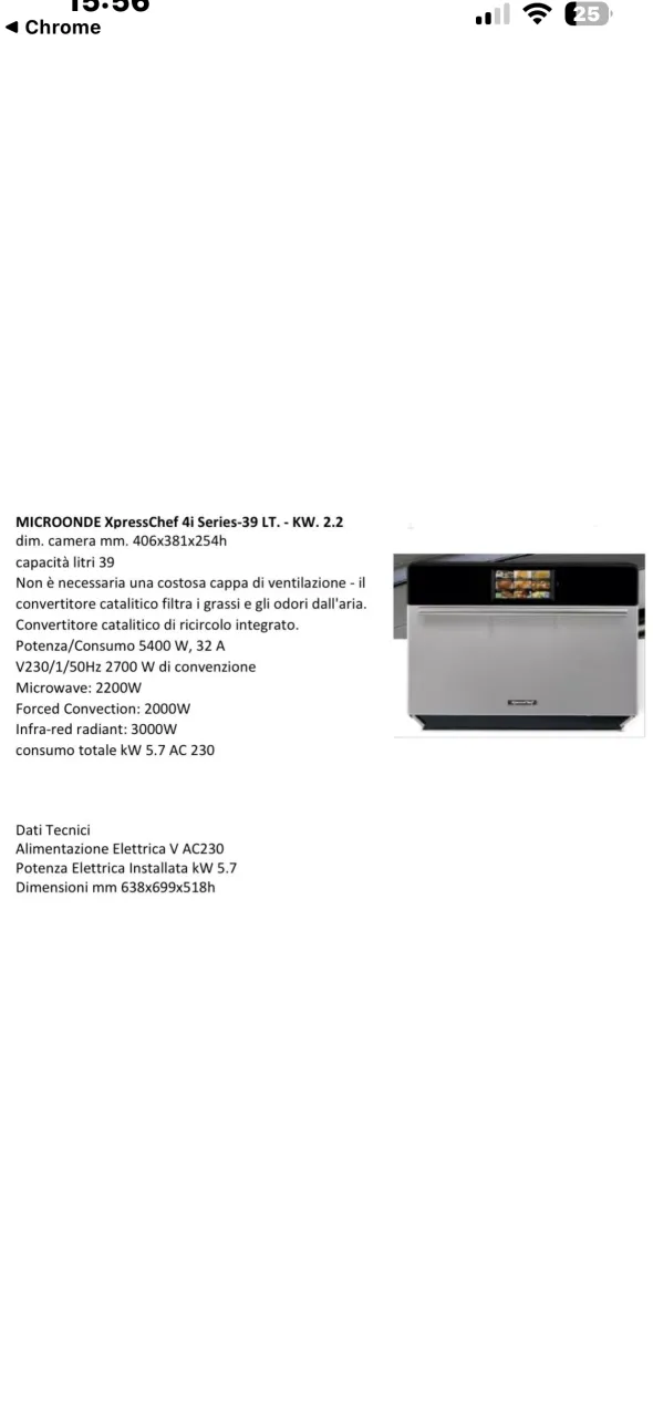 MENUMASTER FORNO A COTTURA ACCELERATA