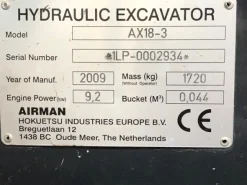 Mini escavatore AIRMAN 18 AX 18