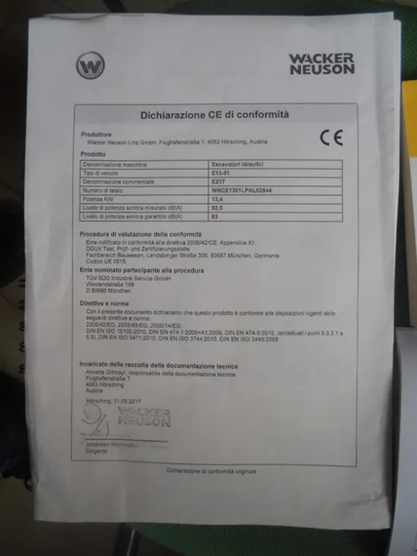1#5024 Mini escavatore Wacker Neuson EZ 17