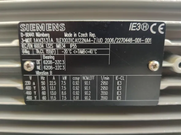 Motore Elettrico SIEMENS 1LE10031CA122NA4-Z B34