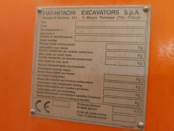 3#5783 Pala gommata Fiat Hitachi W17