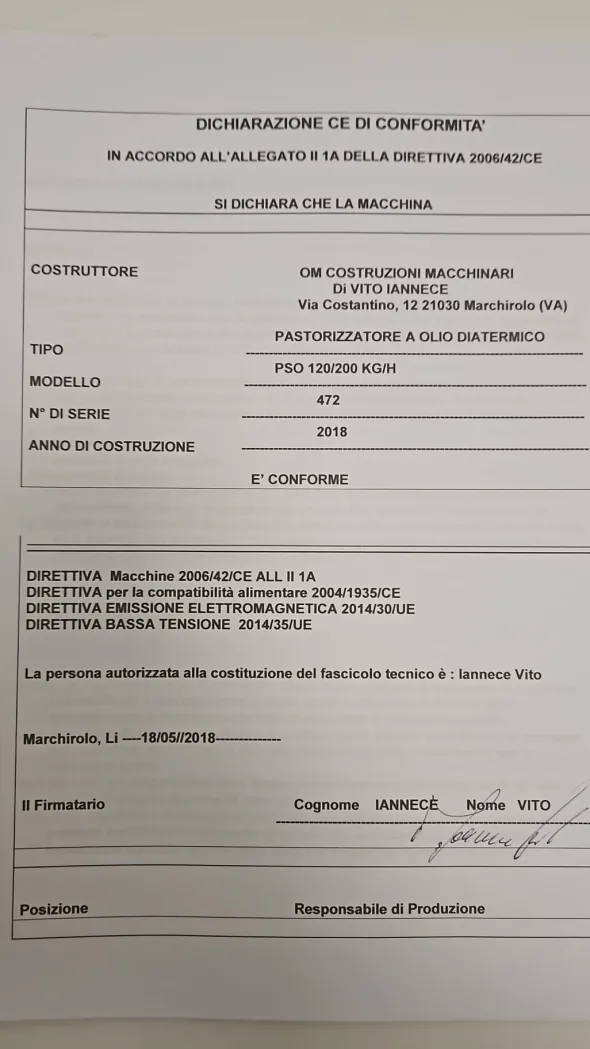Pastorizzatore Iannece e nastro trasportatore su misura