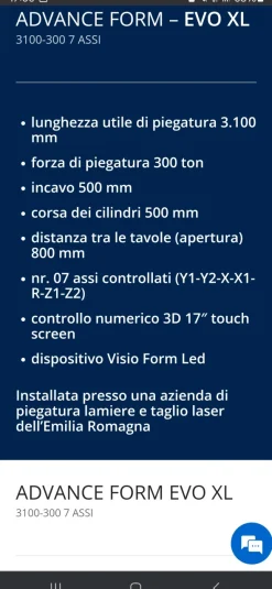 Piegatrice advance form -evo xl 300 ton