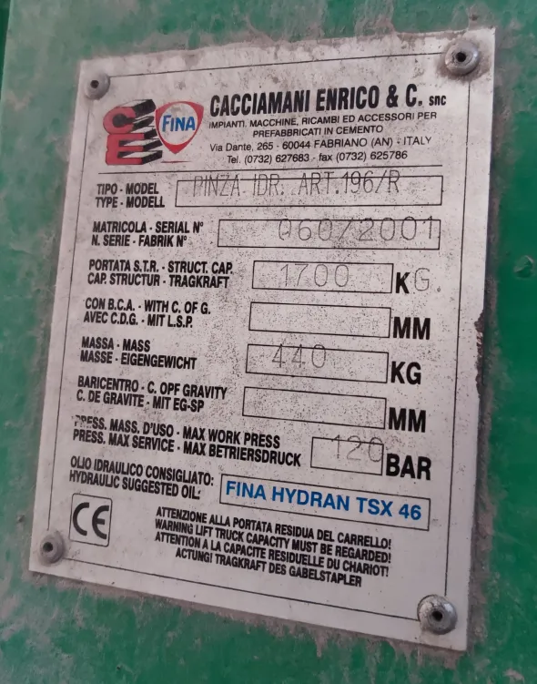 Pinza idraulica cacciamani Enrico