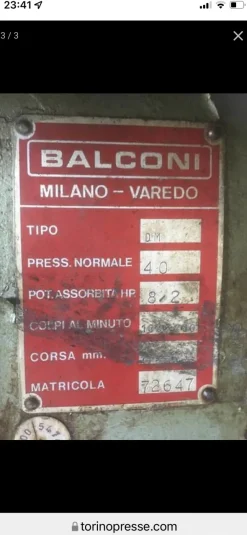 Pressa Alta velocità Balconi 40 ton