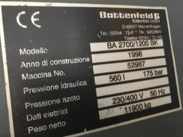 PRESSA BATTENFELD BA 2700/1200 BK