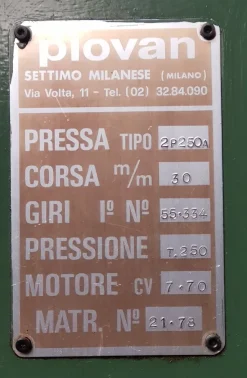 Pressa eccentrica a doppio montante PIOVAN