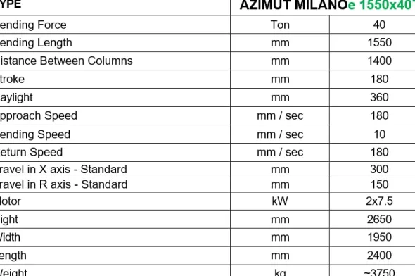 PRESSA PIEGATRICE AZIMUT MILANOe 1550x40T