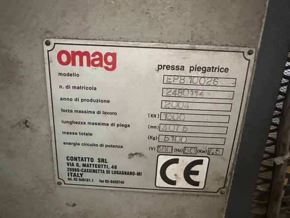 Pressa Piegatrice idraulica OMAG 3075 X 100 Ton