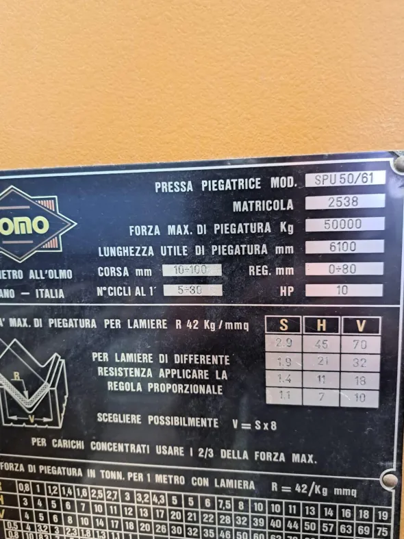 PRESSA PIEGATRICE IDRAULICA SOMO 6000x50 Ton USATA