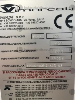 1#9196 Pressopiegatrice Vimercati PHSY250