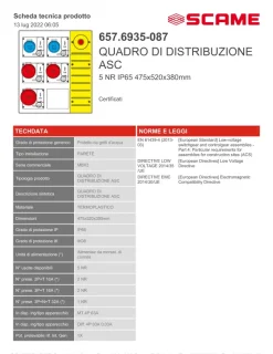 Quadro di distribuzione Asc Scame 35kW