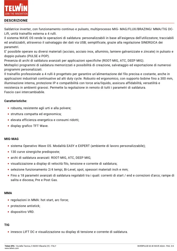 SALDATRICE NUOVA TELWIN INVERPULSE WAVE 60.40