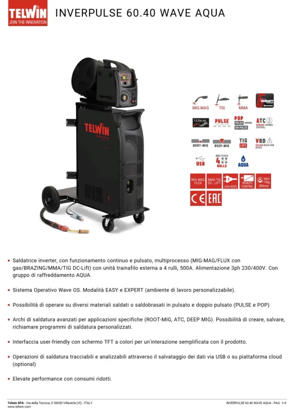 SALDATRICE NUOVA TELWIN INVERPULSE WAVE 60.40