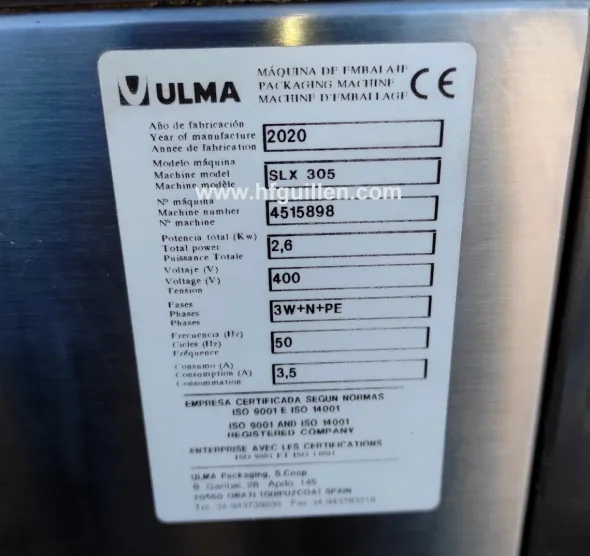 SALDATRICE ULMA SLX-305 TUNNEL TERMORETRAZIONE TR-100