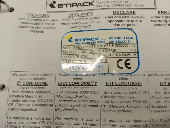 SFOGLIATORE ETIPACK WHIZZY 210 BRO