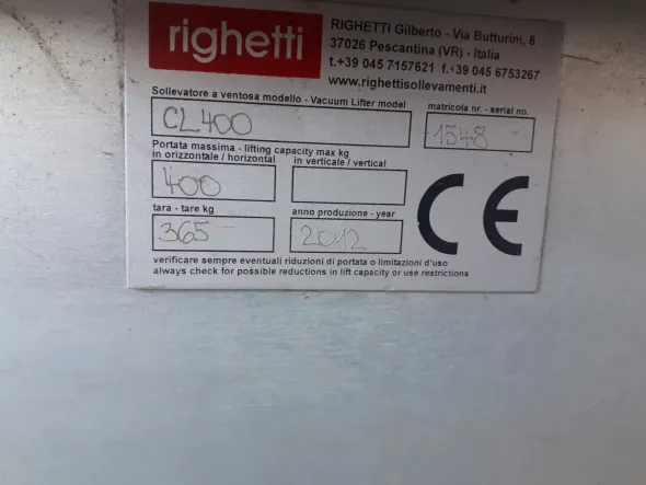 sollevatore a ventose RIGHETTI CL400